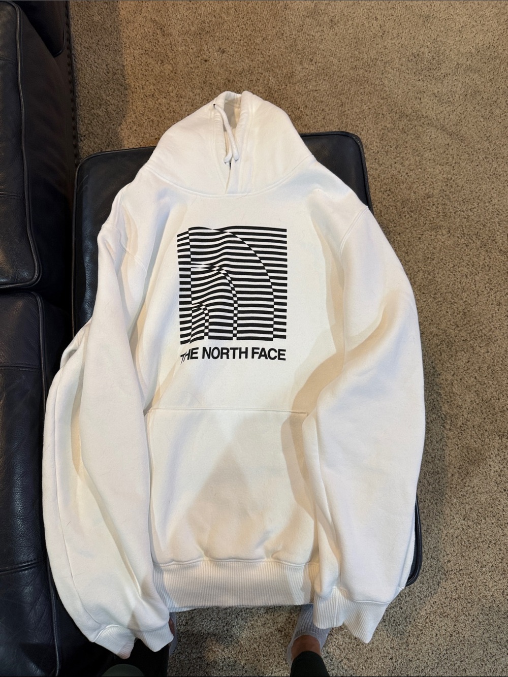 The North Face White Hoodie with Black Graphic